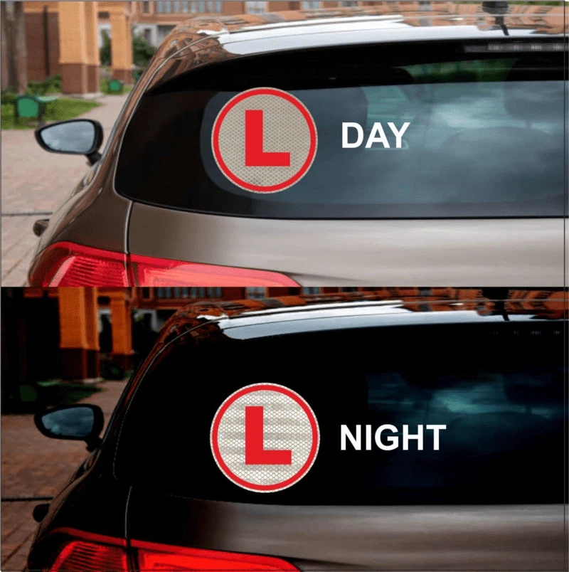 Red L Shape Board Learning Driver Reflective Car Sticker 7 Red L Shape Board Learning Driver Reflective Car Sticker 7